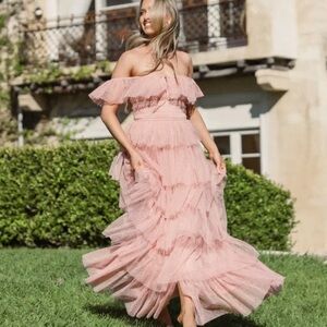 Petal & Pup Belle Swiss Dot Tulle Tiered Maxi Dress